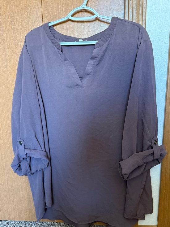 Maurices Tops - Maurices Plum V-Neck Roll-Tab Tunic